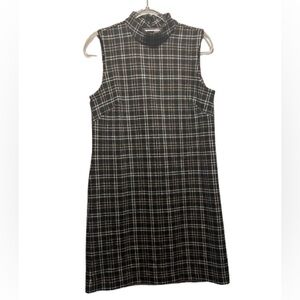 Ann Taylor - Preppy Plaid Dark Academia Mock neck Sleeveless dress - 8